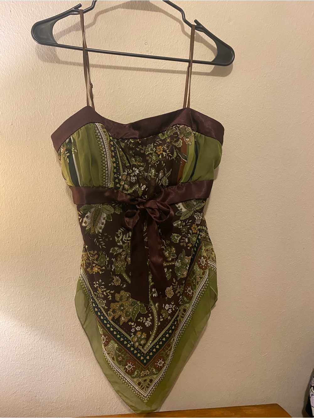 Women’s Studio 1940 Y2K Paisley Babydoll Scarf Top SzM W Satin Accents Fairy